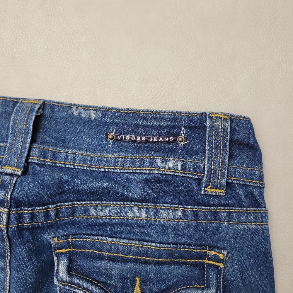 Vigoss Womens Jeans Straight Low Rise 29x31 Flap Pocket Distressed Stretch Sz5 - Picture 8 of 13